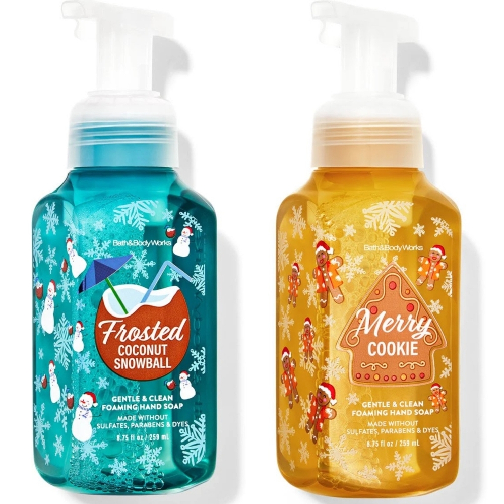 Bath & Body Works Frosted Coconut Snowball & Merry Cookie Foaming Hand Soap Set